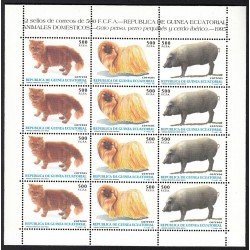Guinea Ecuatorial 196/98 1995 Minihojita Gato Perro Cerdo MNH