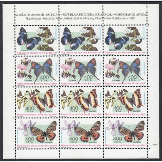 Guinea Ecuatorial 199/02 1995 Minihojita Mariposas butterflies MNH Guinea Ecuatorial 199/02 1995 Minihojita Mariposas butterflies MNH