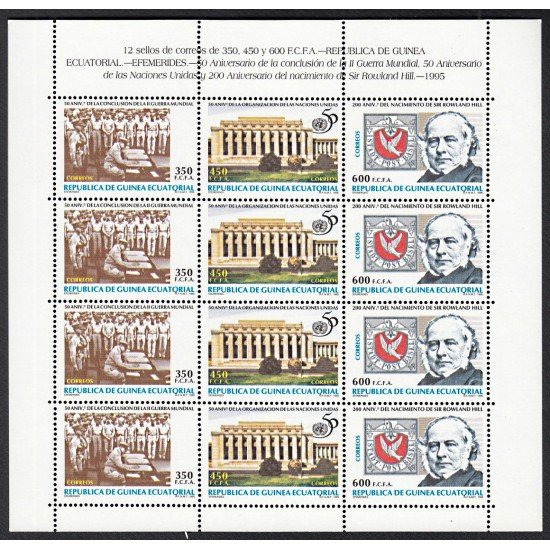 Guinea Ecuatorial 203/05 1995 Minihojita ONU Sir Rowland Hill MNH Guinea Ecuatorial 203/05 1995 Minihojita ONU Sir Rowland Hill MNH