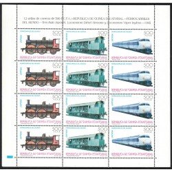 Guinea Ecuatorial 206/08 1995 Minihojita Tren train Ferrocarril MNH