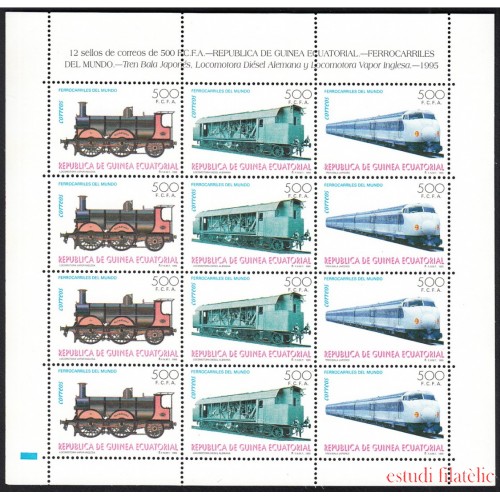Guinea Ecuatorial 206/08 1995 Minihojita Tren train Ferrocarril MNH