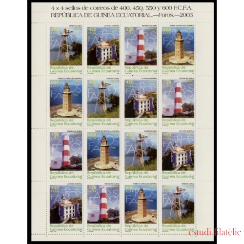 Guinea Ecuatorial 318/21 2003 Minihojita Faros lighthouse MNH