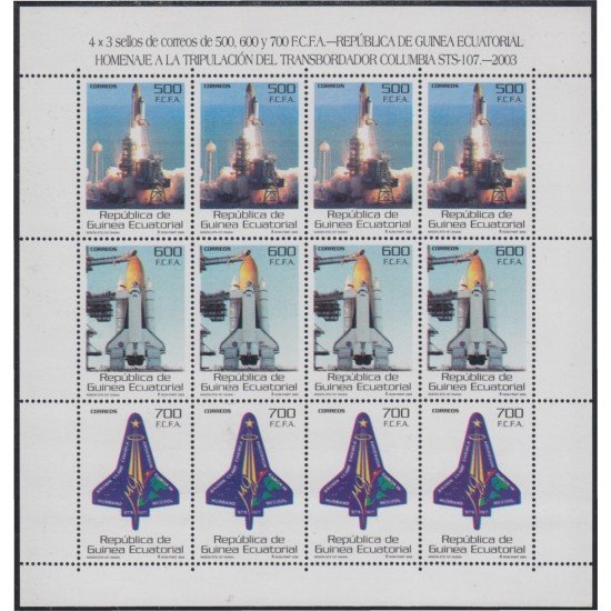 Guinea Ecuatorial 333/35 2004 Minihojita Homenaje a la tripulación del Columbia STs-107 MNH Guinea Ecuatorial 333/35 2004 Minihojita Homenaje a la tripulación del Columbia STs-107 MNH