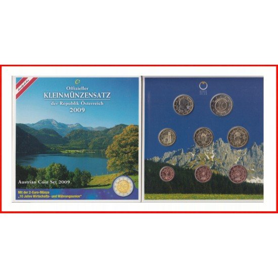Austria 2009 Cartera Oficial Monedas € euros Incluye 2 € EMU Austria 2009 Cartera Oficial Monedas € euros Incluye 2 € EMU