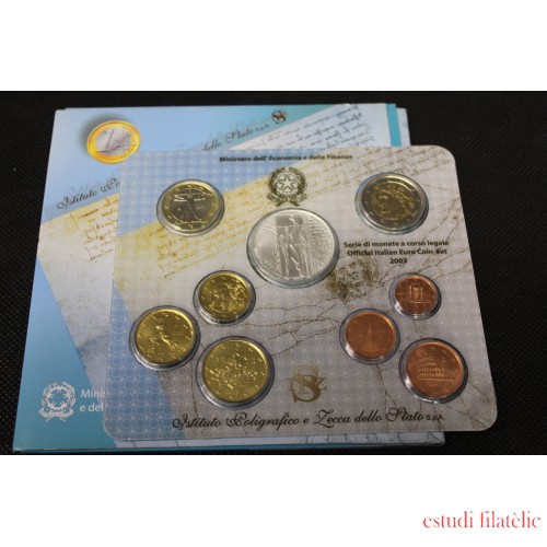 Monedas Euros Italia Cartera 2003 (+ moneda 5 € plata)
