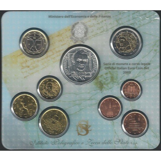 Monedas Euros Italia Cartera 2005 (+ moneda 5 € plata) Monedas Euros Italia Cartera 2005 (+ moneda 5 € plata)