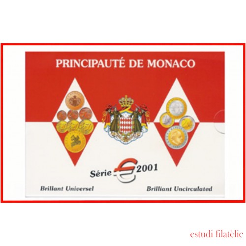 Monaco  2001 Cartera Oficial Monedas € euro Set 