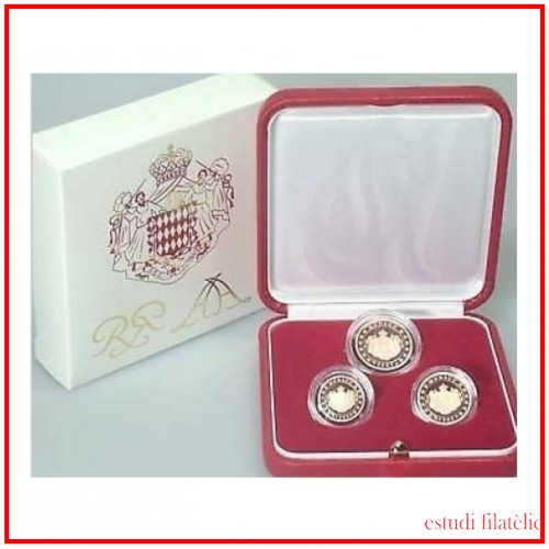 Mónaco 2 Euros conmemorativos Cartera Estruche  2005 proof (1c,2c,5c de euro)