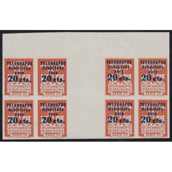 Barcelona Telégrafos 5s Bl.8 1934 Interpanel Barcelona Telégrafos 5s Bl.8 1934 Interpanel
