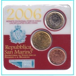 San Marino 2006 Cartera Euros 3 valores ( 1€, 0.50cts y 5 cts )