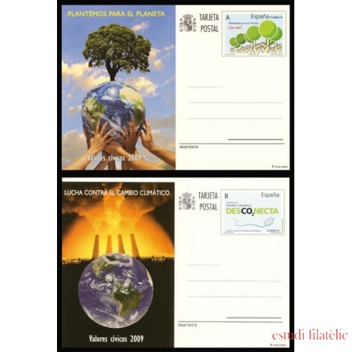 España Spain Entero Postal ( tarjeta ) 180/81 2009 Valores Cívicos Cambio climático