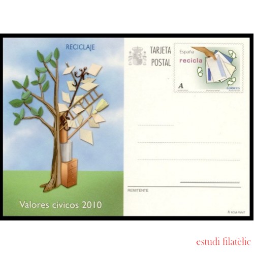España Spain Entero Postal ( tarjeta ) 183 Valores Cívicos Reciclaje  Árbol tree