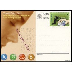 España Spain Entero Postal ( tarjeta ) 186 2011 Valores Cívicos Discapacidad