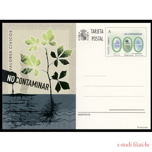 España Spain Entero Postal ( tarjeta ) 191 2012 Valores Cívicos No contaminar Flora
