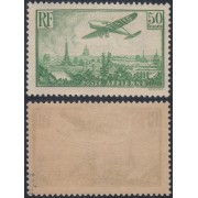 Francia France A 14  1936 50 francs vert AVION SURVOLANT PARIS MNH