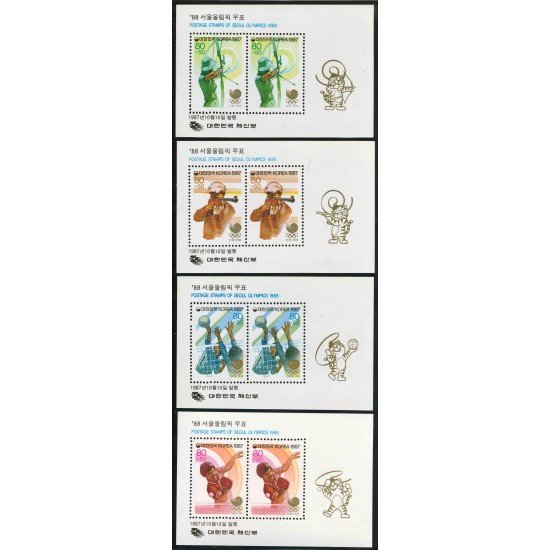 TEM Corea del Sur South Korea Nº 1338/41 + HB 408/01 1988 JJOO Seúl MNH TEM Corea del Sur South Korea Nº 1338/41 + HB 408/01 1988 JJOO Seúl MNH