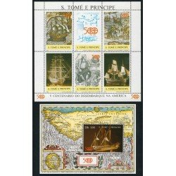 COL Santo Tomás y Príncipe Nº 884/86 + HB 52 1987 Colon Columbus MNH COL Santo Tomás y Príncipe Nº 884/86 + HB 52 1987 Colon Columbus MNH