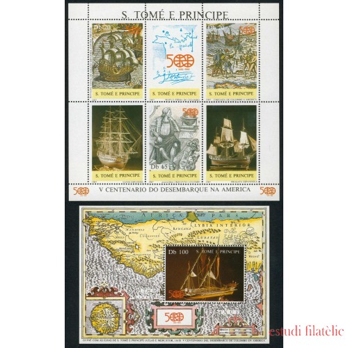 COL Santo Tomás y Príncipe  Nº 884/86 + HB 52  1987  Colon Columbus  MNH 