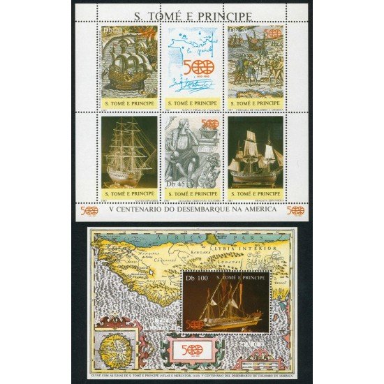 COL Santo Tomás y Príncipe Nº 884/86 + HB 52 1987 Colon Columbus MNH COL Santo Tomás y Príncipe Nº 884/86 + HB 52 1987 Colon Columbus MNH