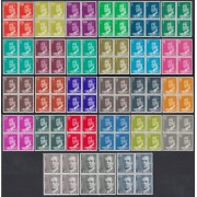 España Serie Básica 1982/1990 Juan Carlos I  Fósforo Fosforescente 27 valores bloque de 4