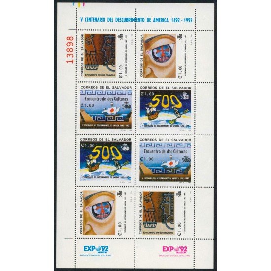 El Salvador MP 1154A/D 1992 500 Aniversario del Descubrimiento de América de Cristóbal Colón MNH El Salvador MP 1154A/D 1992 500 Aniversario del Descubrimiento de América de Cristóbal Colón MNH