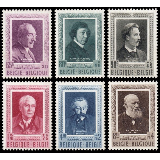 Bélgica 892/97 1952 Escritores Belgas MNH Bélgica 892/97 1952 Escritores Belgas MNH