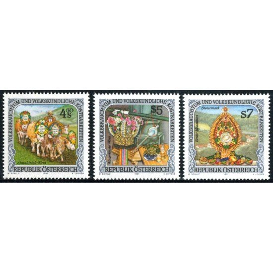 VAR1 Öesterreich Austria Nº 1870/72 1991 MNH VAR1 Öesterreich Austria Nº 1870/72 1991 MNH