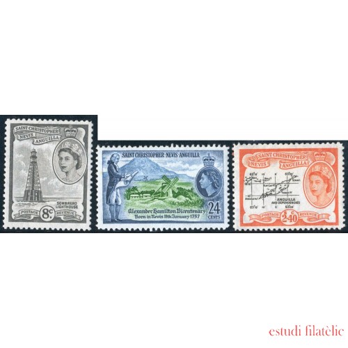 VAR1 San Cristóbal 141 143 147 sueltos MNH