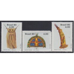 Brasil Brazil 1415/17 1980 Artesanías Máscaras indígenas MNH Brasil Brazil 1415/17 1980 Artesanías Máscaras indígenas MNH