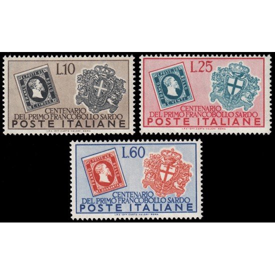 VAR2 Italia Italy 610/12 1951 Centenario del sello Sardo MNH VAR2 Italia Italy 610/12 1951 Centenario del sello Sardo MNH