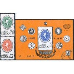 VAR2 Mexico 285/86 + HB 15 1968 Efimex 68 Exposición Filatélica Internacional Usado VAR2 Mexico 285/86 + HB 15 1968 Efimex 68 Exposición Filatélica Internacional Usado
