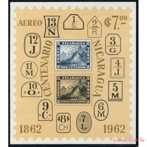 Nicaragua HB 99 1962 Centenario del timbre Nacional MNH