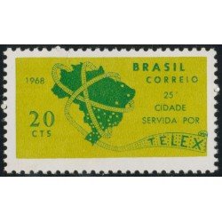 Brasil Brazil 865 1968 25 Ciudades servidas por TELEX MNH Brasil Brazil 865 1968 25 Ciudades servidas por TELEX MNH