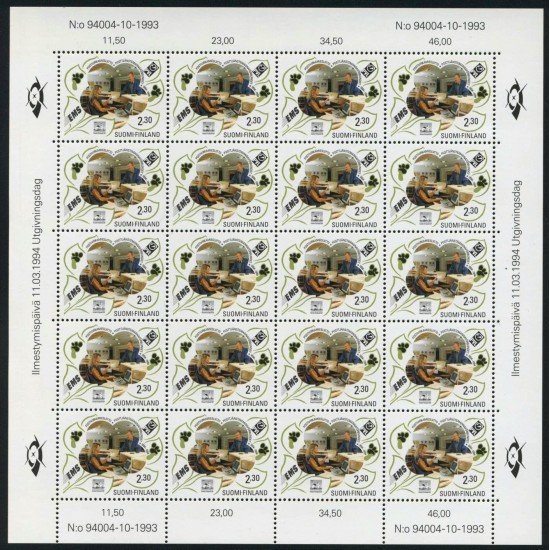 VAR3 Finlandia Nº 1210 MP 1994 Cent. de la Fed. de funcionarios de correos MNH VAR3 Finlandia Nº 1210 MP 1994 Cent. de la Fed. de funcionarios de correos MNH