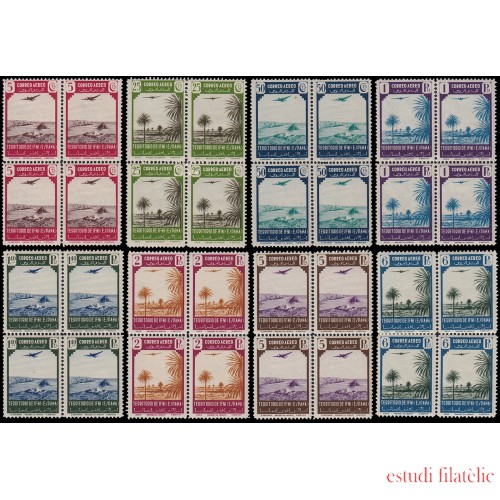Ifni 28/35 1943 Paisajes y Avión Bl.4 MNH