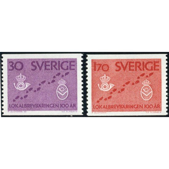 VAR3 Suecia Sweden 491/92 1962 Centenario Distribución postal urbana MNH