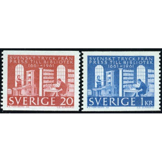 Suecia Sweden 486/87 1961 La Biblioteca Real MNH Suecia Sweden 486/87 1961 La Biblioteca Real MNH