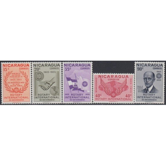 Nicaragua 781/85 1955 50 Años de Rotary International MNH Nicaragua 781/85 1955 50 Años de Rotary International MNH