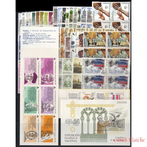 España Spain Año Completo Year Complete 1986 BL. 4 MNH