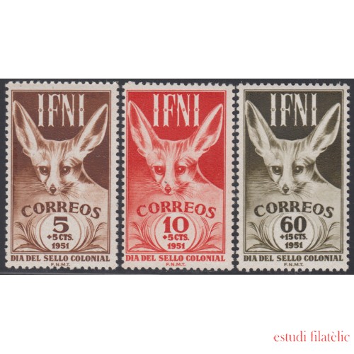 Ifni 76/78 1951 Día del sello Fauna  MNH