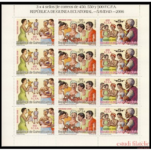 Guinea Ecuatorial 381/83 2006 Minihojita Navidad christmas MNH