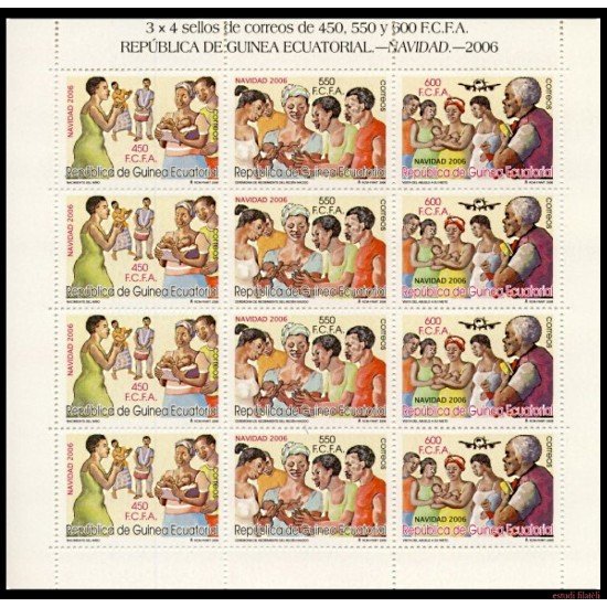 Guinea Ecuatorial 381/83 2006 Minihojita Navidad christmas MNH