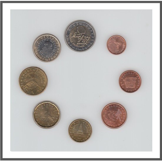 Eslovenia 2007 Emisión monedas Sistema monetario euro € Tira Eslovenia 2007 Emisión monedas Sistema monetario euro € Tira