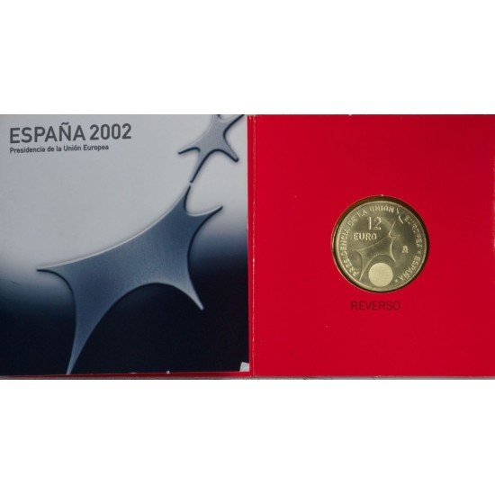 España Spain  2002 Cartera Oficial Moneda 12€ Euros  Presidencia UE  Plata FNMT