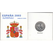 España Spain  2003 Cartera Oficial Moneda 12€ Euros  Aniv. Constitución  Plata FNMT 