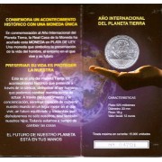España Spain 2008 Cartera Oficial Moneda 12€ euros Año Intern. Planeta Tierra Plata FNMT