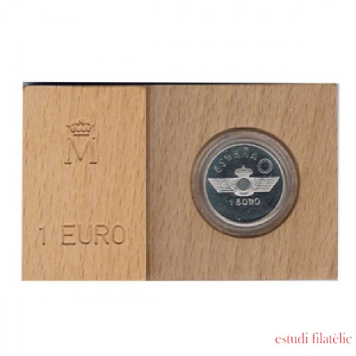 España Spain 1997 Estuche Euros conmemorativos Aviación Moneda 1 € plata FNMT