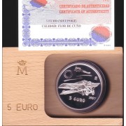 España Spain 1997  Estuche Euros conmemorativos Aviación  Moneda 5€ plata FNMT  