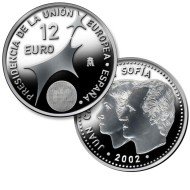 España Spain  2002 12 euros Presidencia Unión Europea   Plata Ag