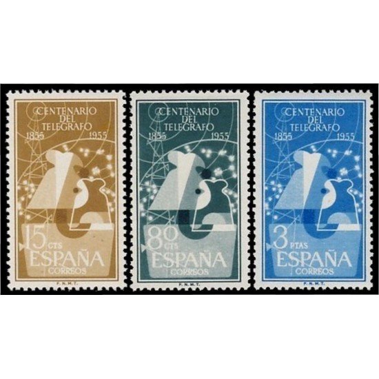 España Spain 1180/82 1955 Centenario del Telégrafo Telegraph MNH España Spain 1180/82 1955 Centenario del Telégrafo Telegraph MNH